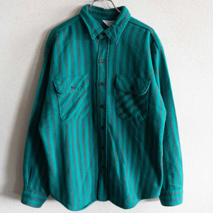 USA 80s FIVE BROTHER Striped Flannel Shirt Size L