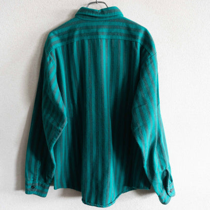 USA 80s FIVE BROTHER Striped Flannel Shirt Size L