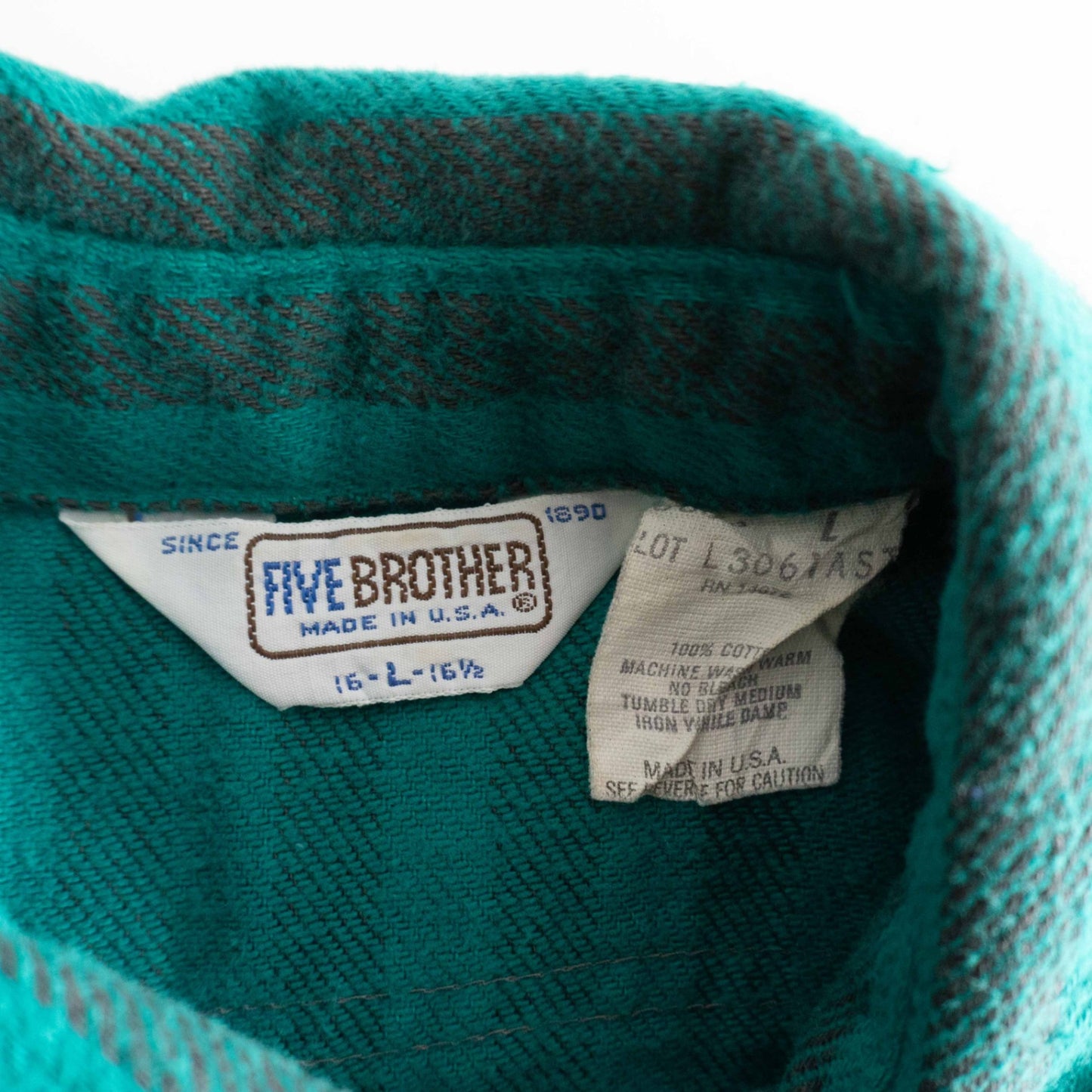 USA 80s FIVE BROTHER Striped Flannel Shirt Size L