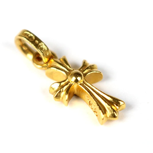 CHROME HEARTS 22K Baby Fat Cross Pave Blue Sapphire Charm
