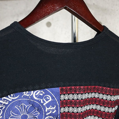 CHROME HEARTS Old American Flag Thermal T-Shirt Black Size M