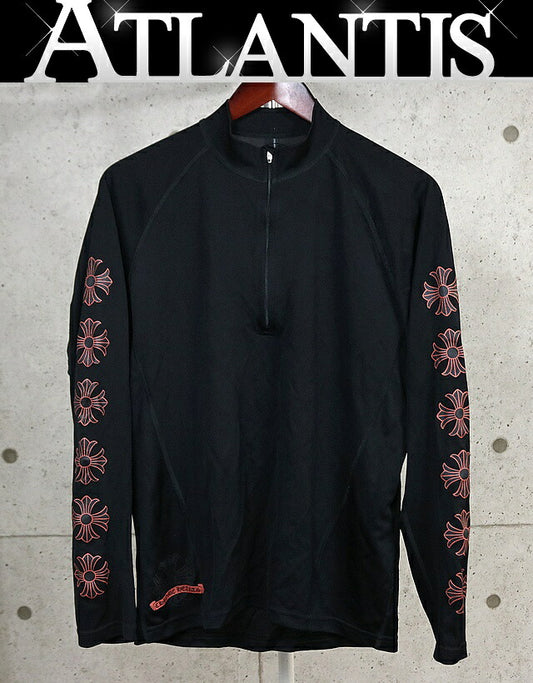CHROME HEARTS Old CH Plus Half-Zip Track Sleeve Tee Size M