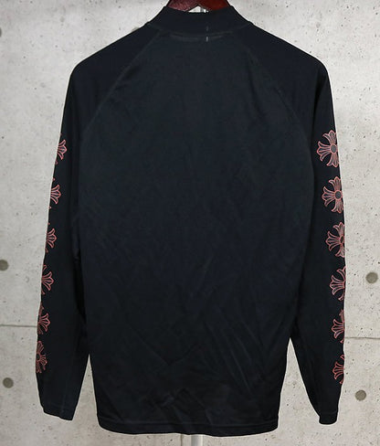 CHROME HEARTS Old CH Plus Half-Zip Track Sleeve Tee Size M