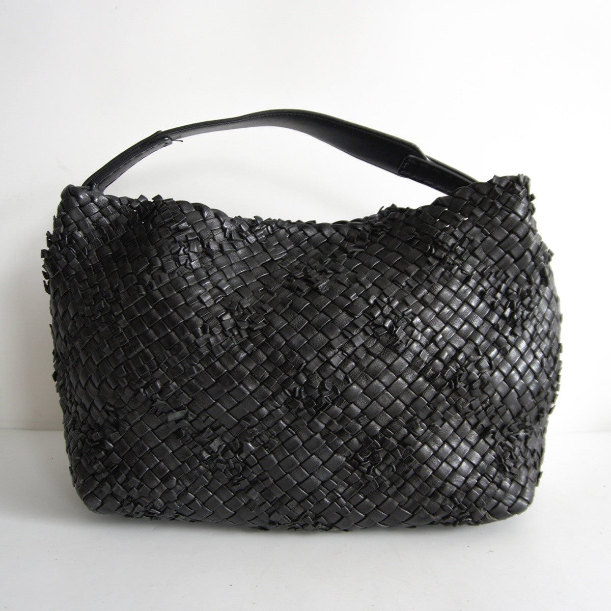 FALORNI Intrecciato Woven Leather Tote Black Size ONE SIZE
