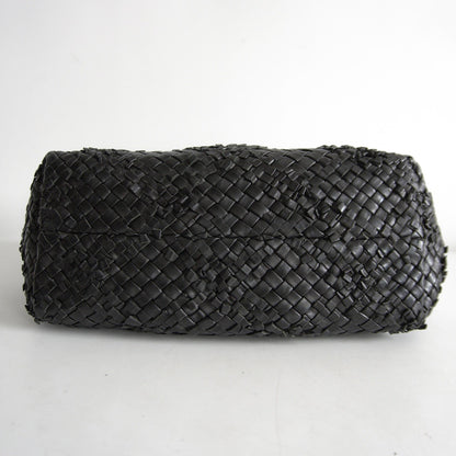 FALORNI Intrecciato Woven Leather Tote Black Size ONE SIZE