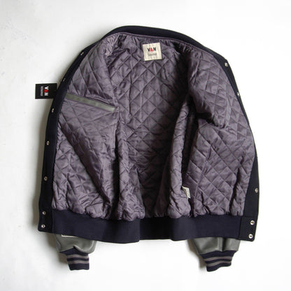 VAN JAC Leather Sleeve Patch Varsity Jacket Size LL