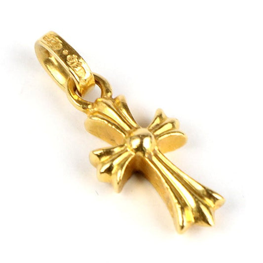 CHROME HEARTS 22K Baby Fat Cross Pink Sapphire Charm Gold