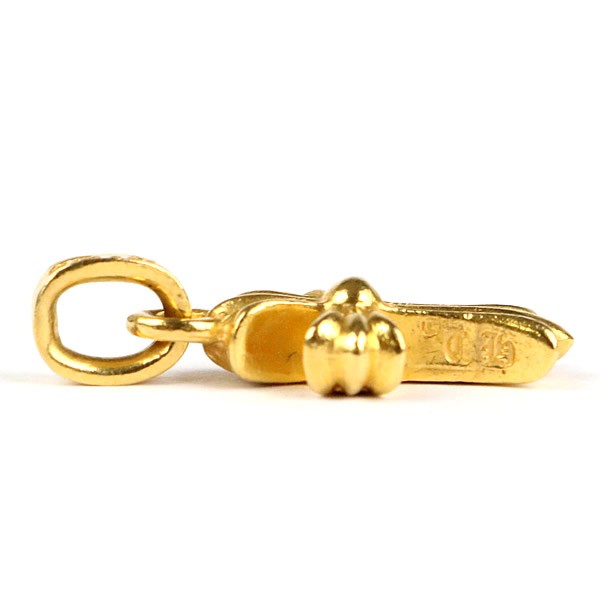 CHROME HEARTS 22K Baby Fat Cross Pink Sapphire Charm Gold
