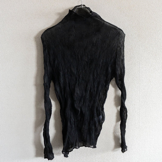 ISSEY MIYAKE Wrinkle Pleats Blouse Black Size M