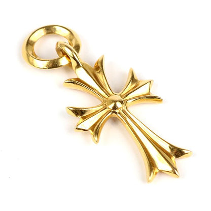 CHROME HEARTS 22K Gold Tiny CH Cross Diamond Pendant Charm