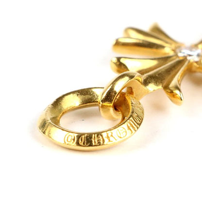 CHROME HEARTS 22K Gold Tiny CH Cross Diamond Pendant Charm
