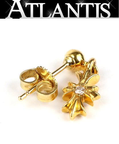 CHROME HEARTS 22K Tiny E CH Plus Diamond Earring Gold