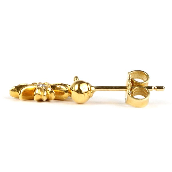 CHROME HEARTS 22K Tiny E CH Plus Diamond Earring Gold