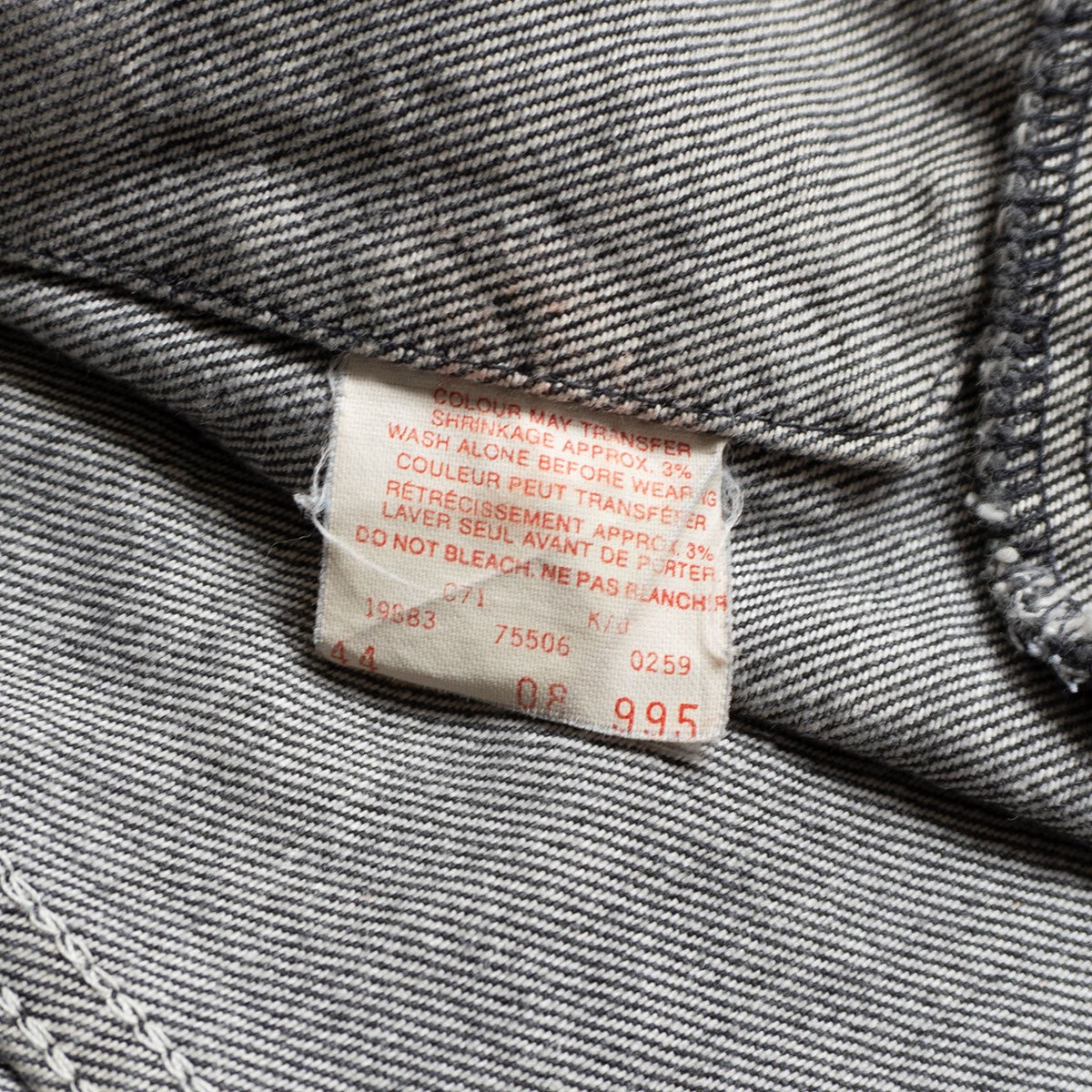 LEVI'S 80s 75506 Pre-Dyed Black Denim Jacket Size S