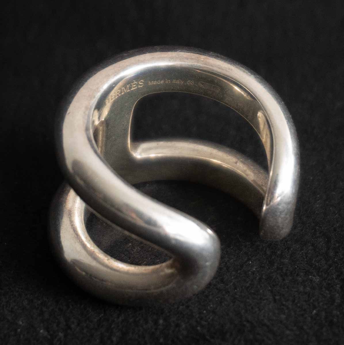 HERMES Osmoz GM Ring Silver 925 Size ONE SIZE
