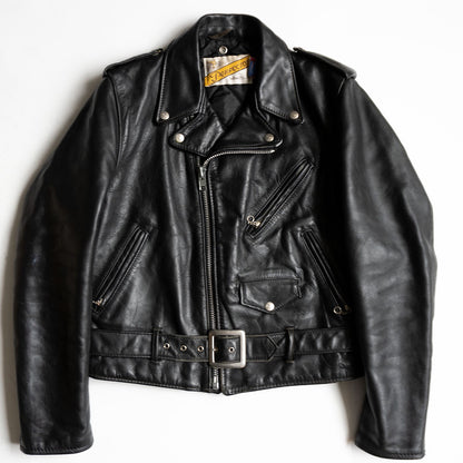 SCHOTT 618 Double Riders Leather Jacket Black Made Size 38