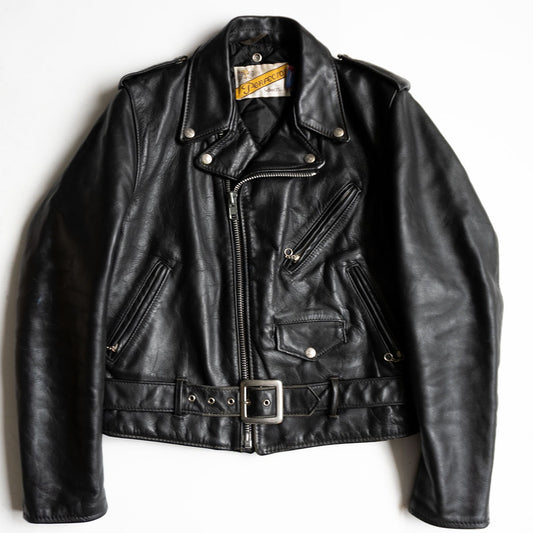 SCHOTT 618 Double Riders Leather Jacket Black Made Size 38
