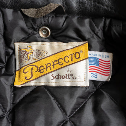 SCHOTT 618 Double Riders Leather Jacket Black Made Size 38