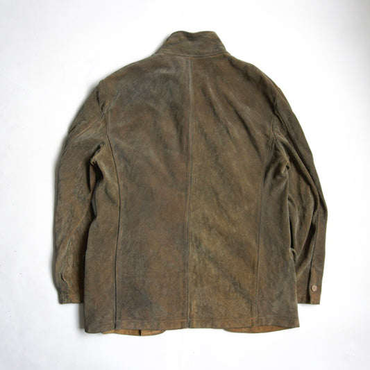 ISAMU KATAYAMA BACKLASH Stand Collar Leather Jacket Size XXL