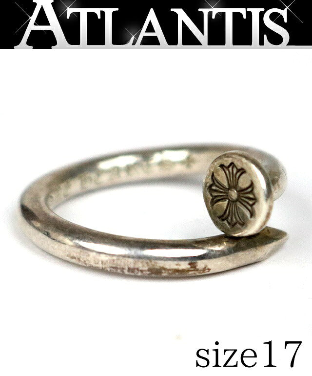 CHROME HEARTS CH Plus Flat Nail .925 Silver Ring Size JP 17