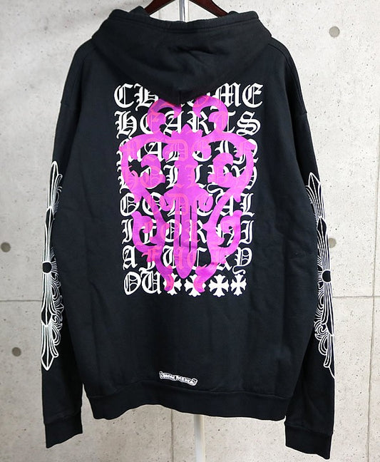 CHROME HEARTS Dagger Eye Chart Floral Zip Hoodie Size XL