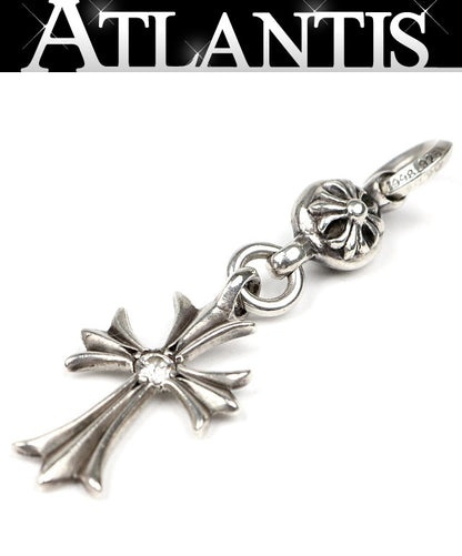 CHROME HEARTS 1 Ball Tiny CH Cross 1 Diamond Pendant Silver