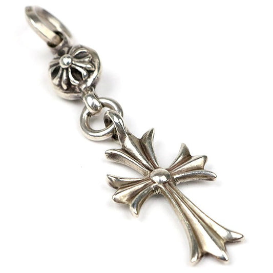 CHROME HEARTS 1 Ball Tiny CH Cross 1 Diamond Pendant Silver