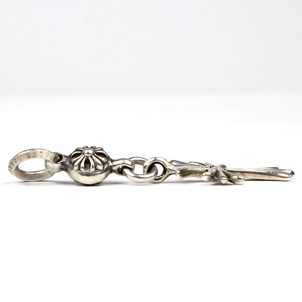 CHROME HEARTS 1 Ball Tiny CH Cross 1 Diamond Pendant Silver