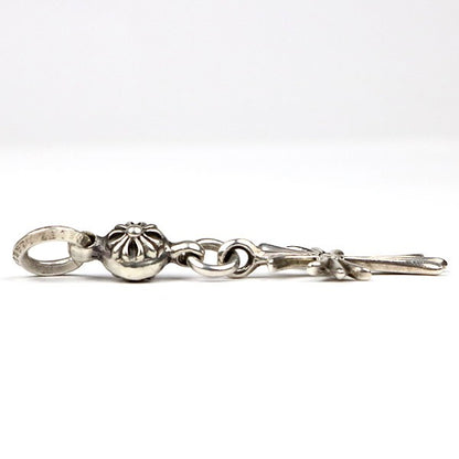 CHROME HEARTS 1 Ball Tiny CH Cross 1 Diamond Pendant Silver