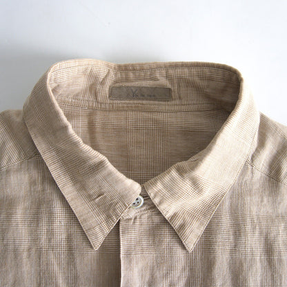 Y's for men Cotton Linen Check Short Sleeve Shirt Size L