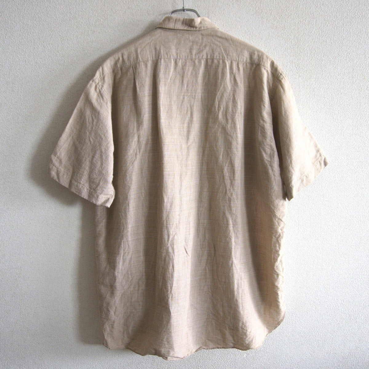 Y's for men Cotton Linen Check Short Sleeve Shirt Size L