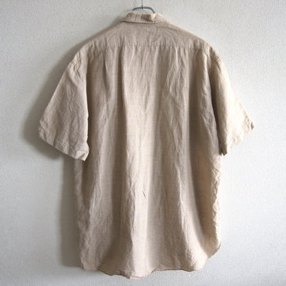 Y's for men Cotton Linen Check Short Sleeve Shirt Size L