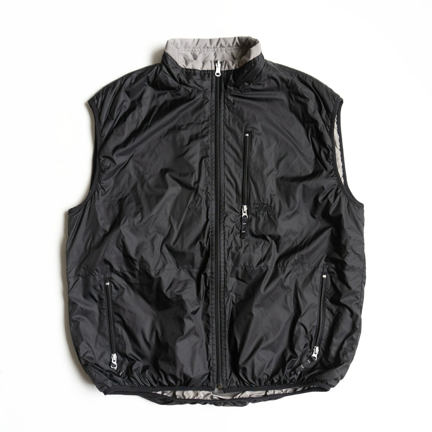 OLD STUSSY 00s Reversible Full Zip Nylon Vest Size XL
