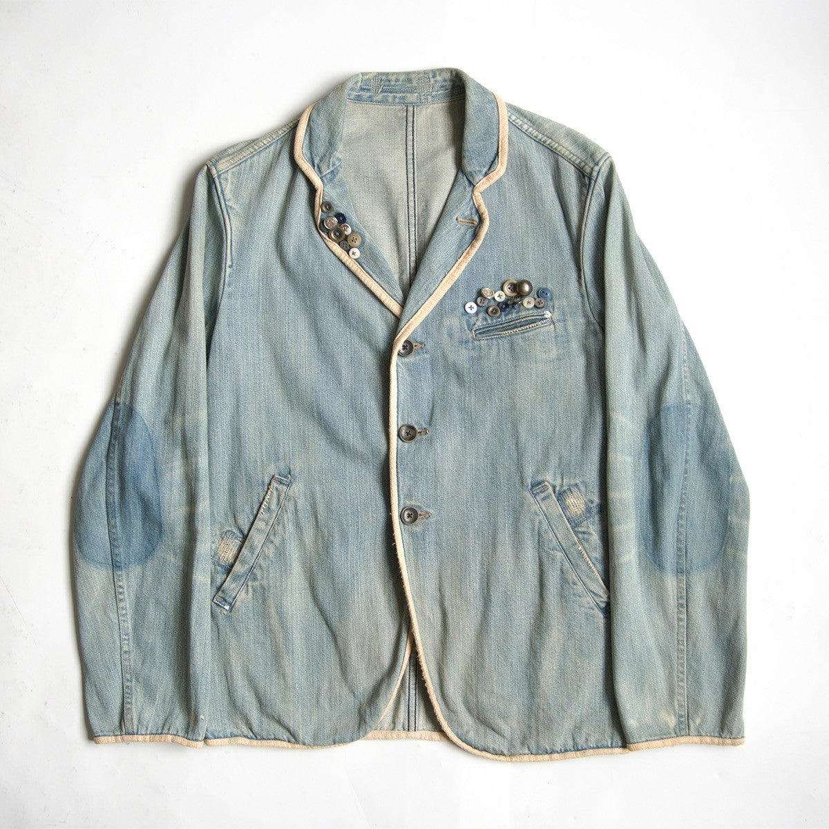 KAPITAL Repair Processed Distressed Denim Jacket Size M
