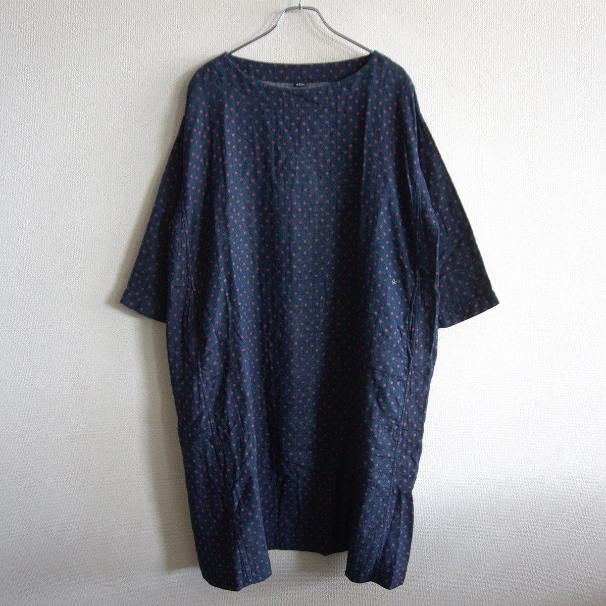 45R Indigo Double Weave Polka Dot Umahiko Dress Size 0