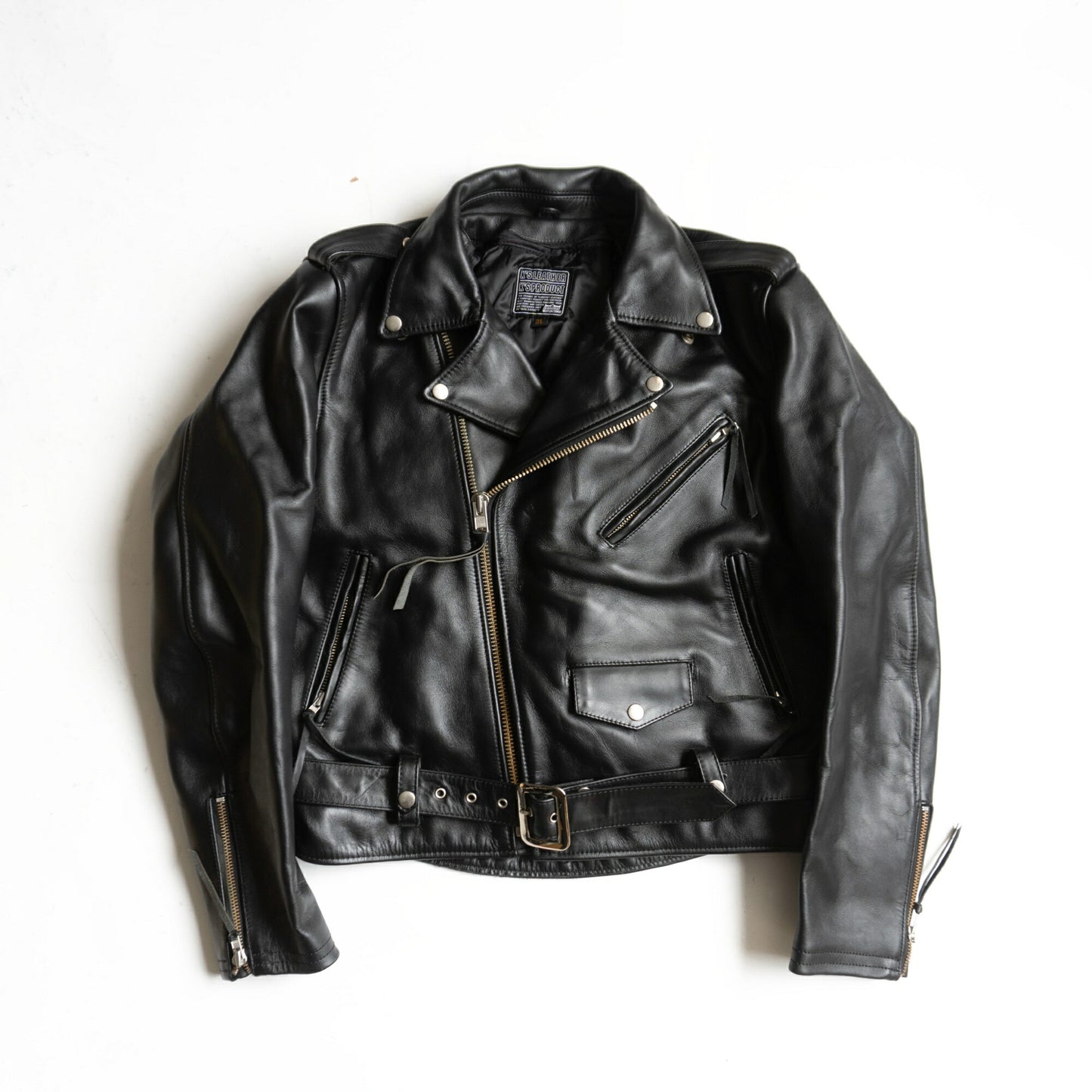 KADOYA Heavy Leather Double Biker Riders Jacket Size 3L