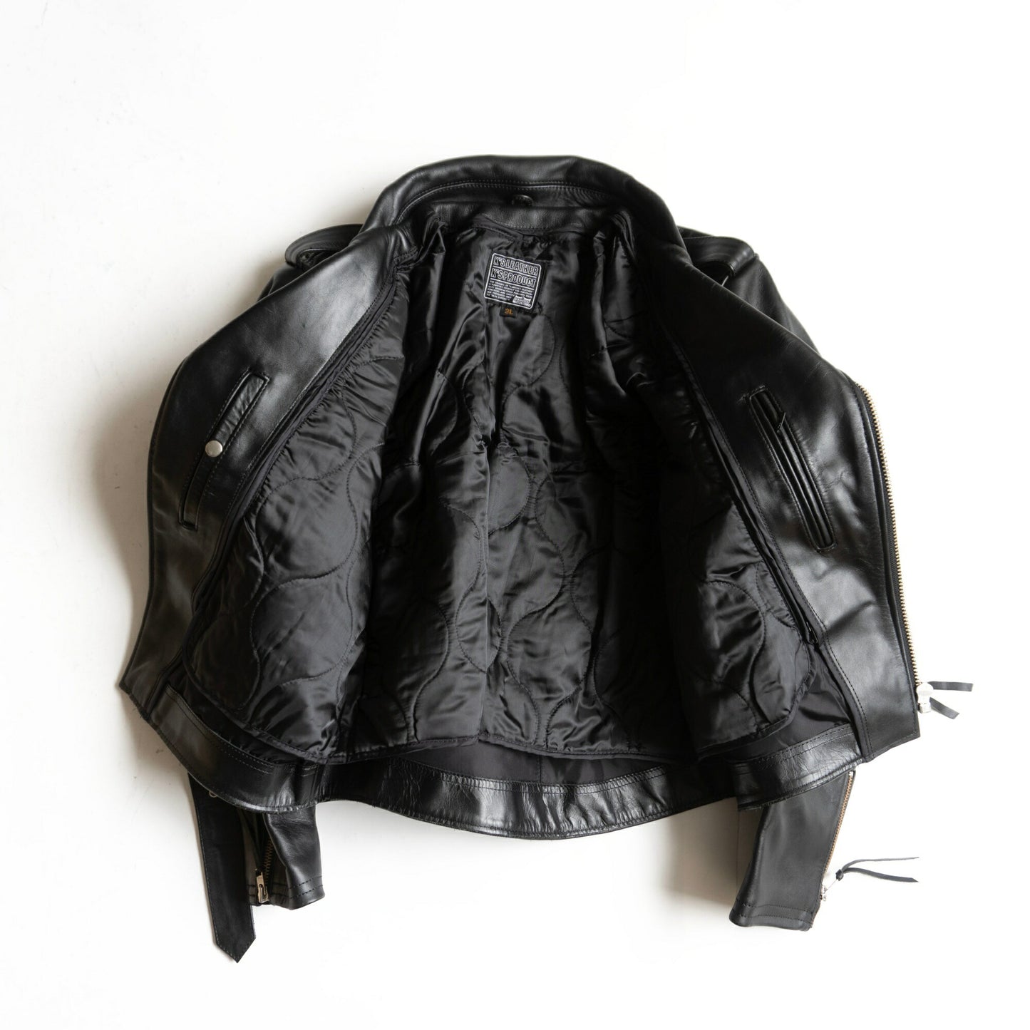 KADOYA Heavy Leather Double Biker Riders Jacket Size 3L