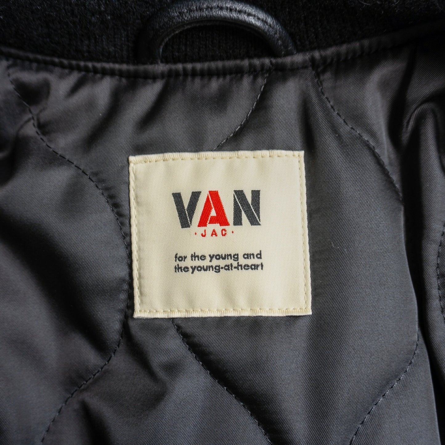VAN JAC All Leather Varsity Jacket w/ Patches Size M