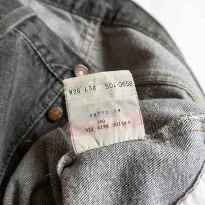 LEVI'S 90s USA 501 Pre-Dyed Black Denim Jeans Size 36×34