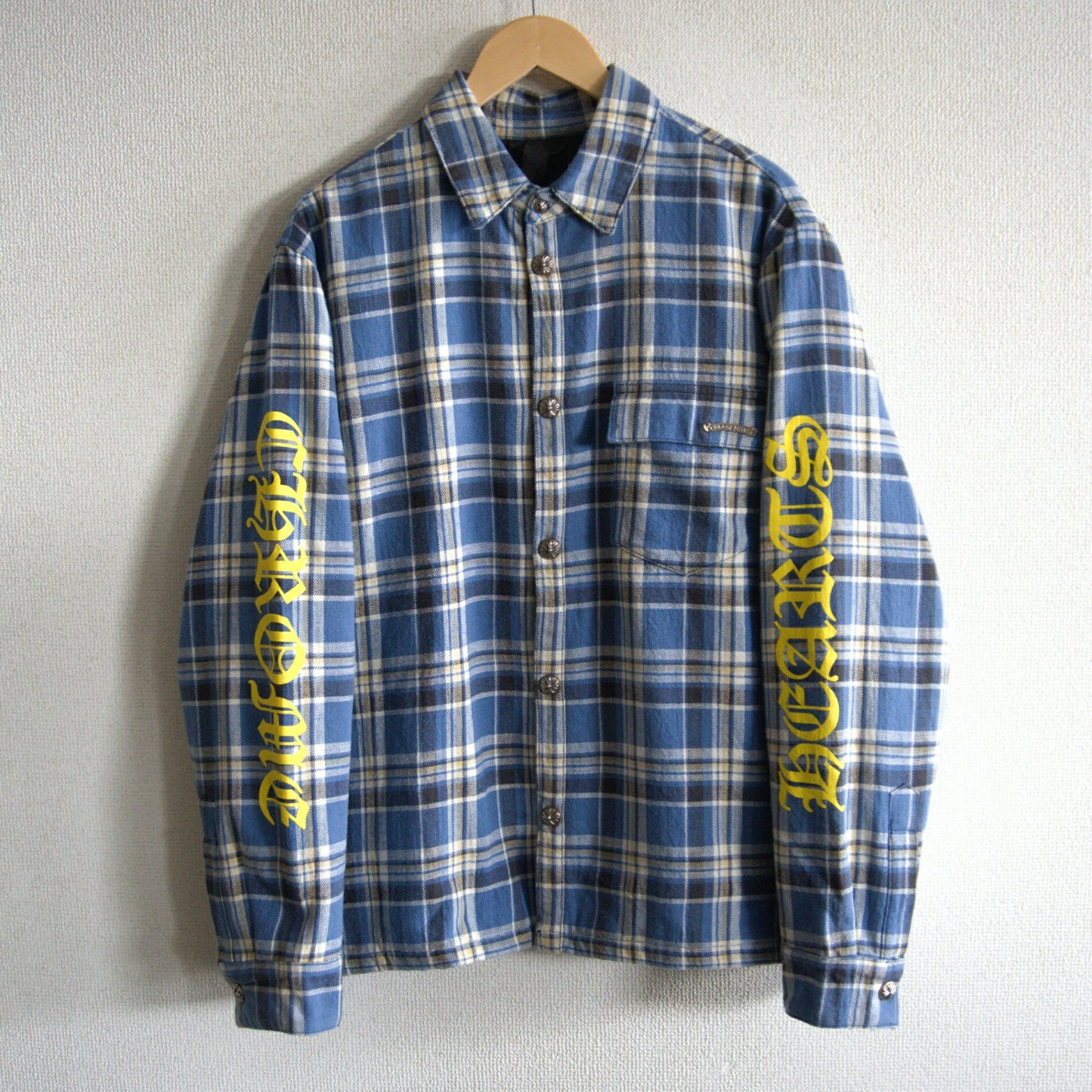 CHROME HEARTS Y NOT WORK DOG Flannel Check Shacket Size L
