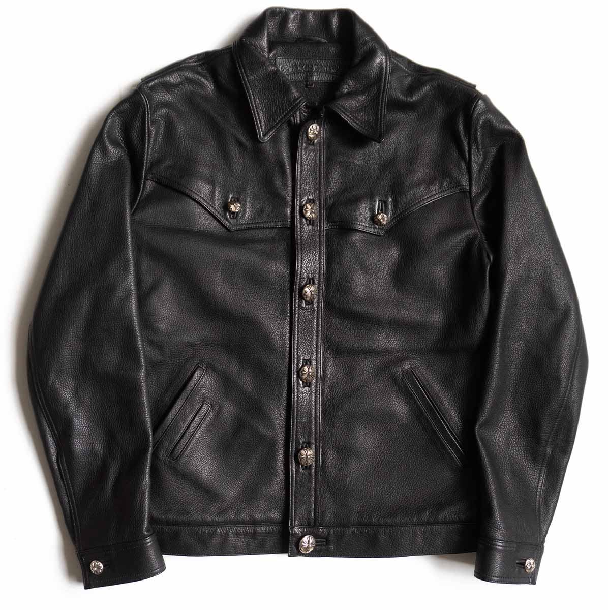 CHROME HEARTS CLASSIC JEAN VJ Leather Western Jkt Size M