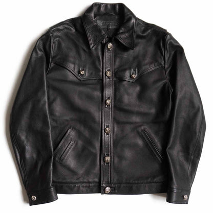 CHROME HEARTS CLASSIC JEAN VJ Leather Western Jkt Size M