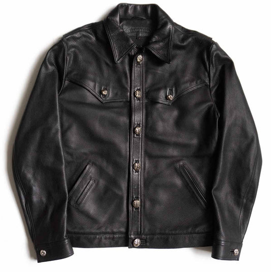 CHROME HEARTS CLASSIC JEAN VJ Leather Western Jkt Size M