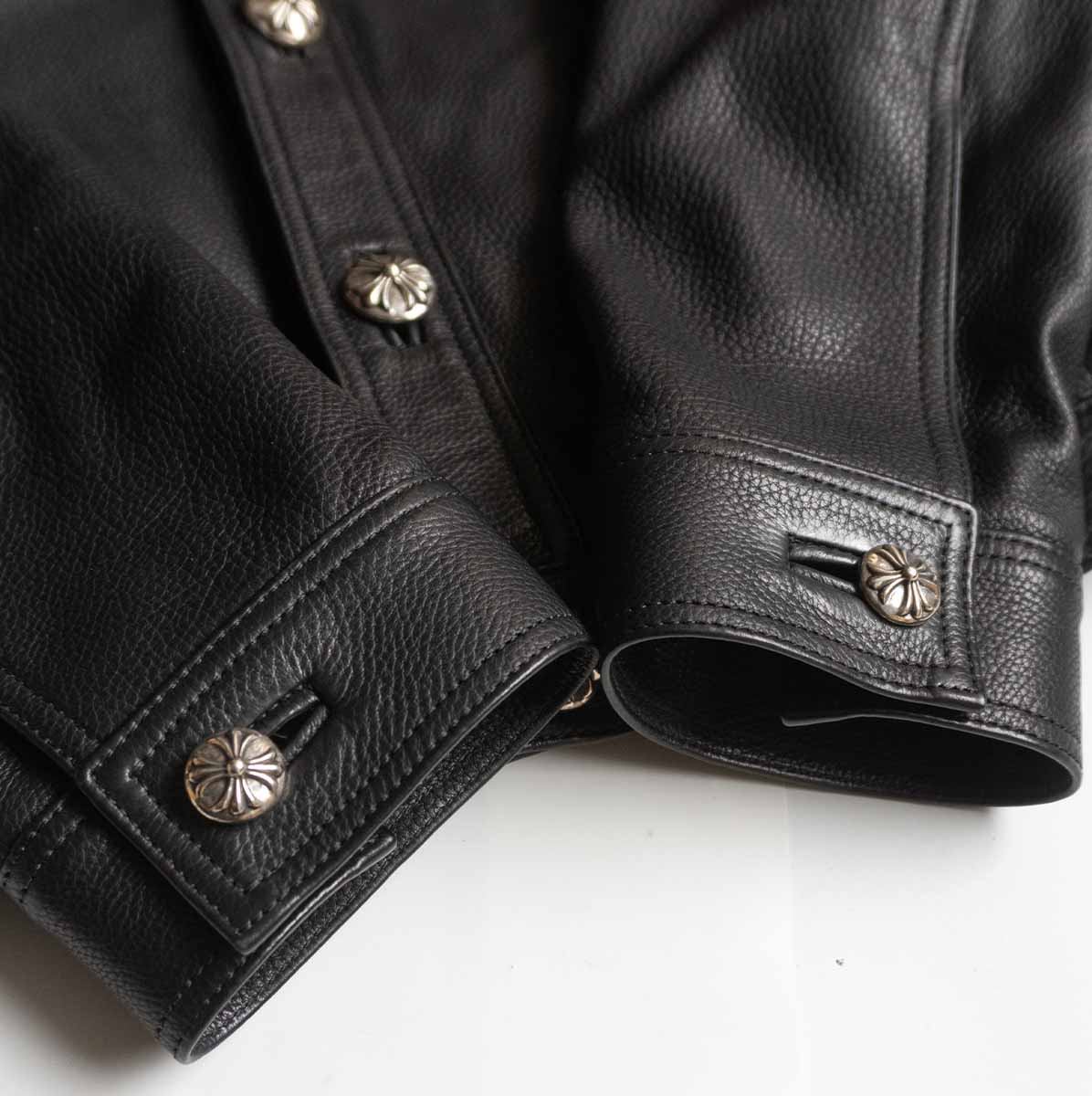 CHROME HEARTS CLASSIC JEAN VJ Leather Western Jkt Size M