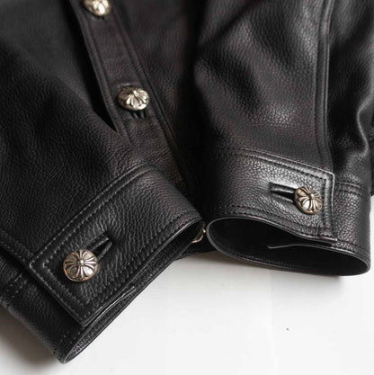 CHROME HEARTS CLASSIC JEAN VJ Leather Western Jkt Size M