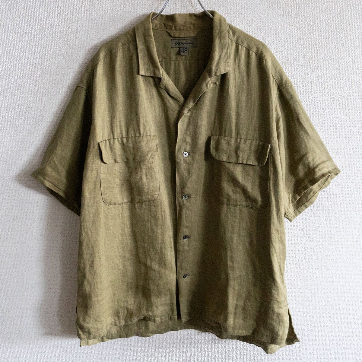 NIGEL CABOURN Linen Twill Open Collar Shirt Size M