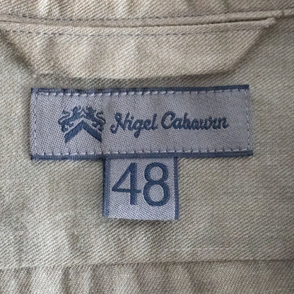 NIGEL CABOURN Linen Twill Open Collar Shirt Size M