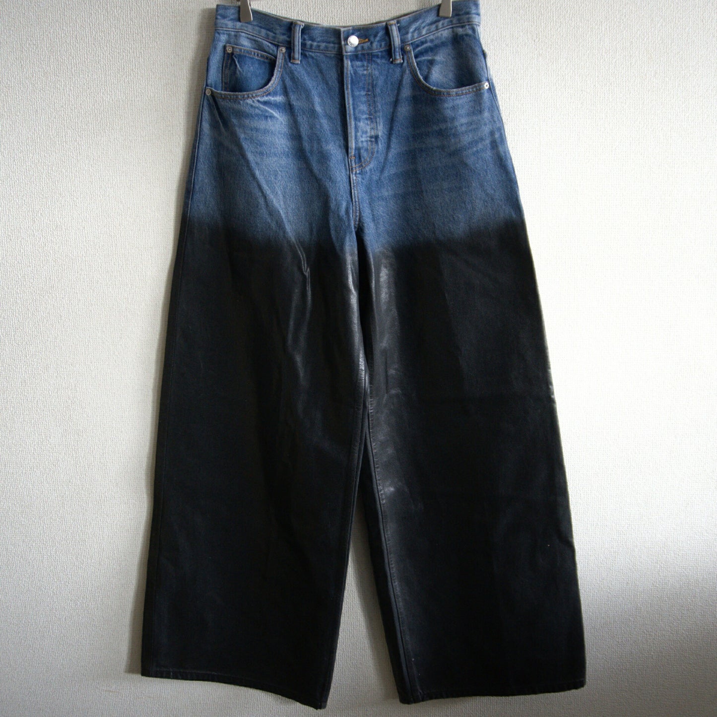 ALEXANDER WANG Serge Coated Wide Leg Jeans Size 30