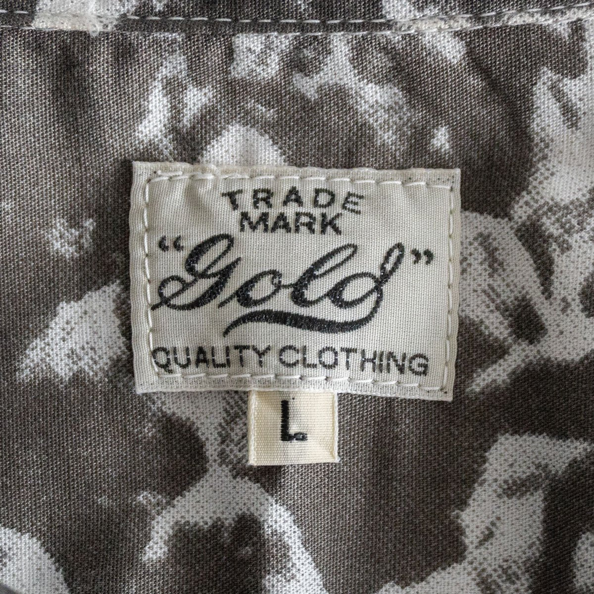 GOLD Woodstock Festival Print Open Collar Shirt Size L