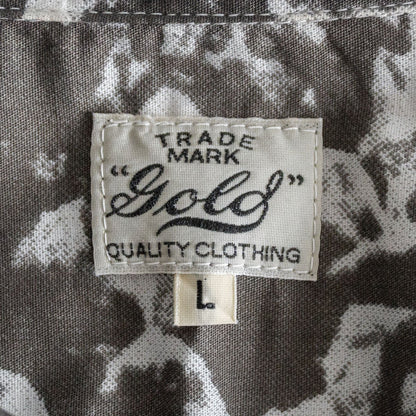 GOLD Woodstock Festival Print Open Collar Shirt Size L